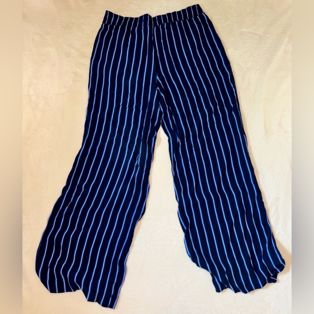 Ann Taylor Blue and White Striped Wide Leg Pants Size Small NWT - Picture 3 of 5